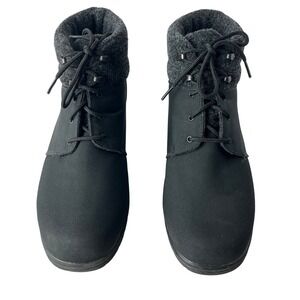 Toe Warmers Winter Boots Black Faux Leather Fleece Lace Up Womens 11 Wide